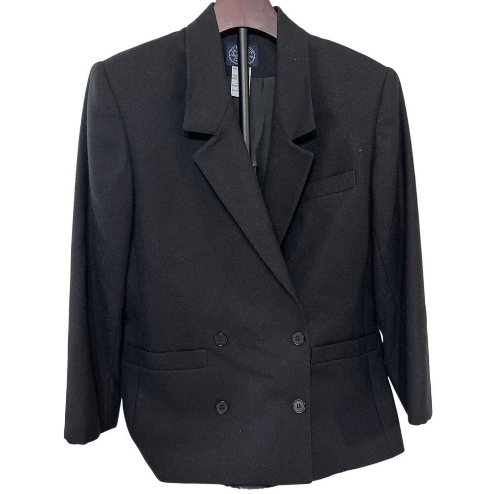 JENNIFER MOORE Black 100% New Wool Y2K Blazer Size 8